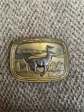 Vintage Remington Two-Tone Brass Deer Belt Buckle